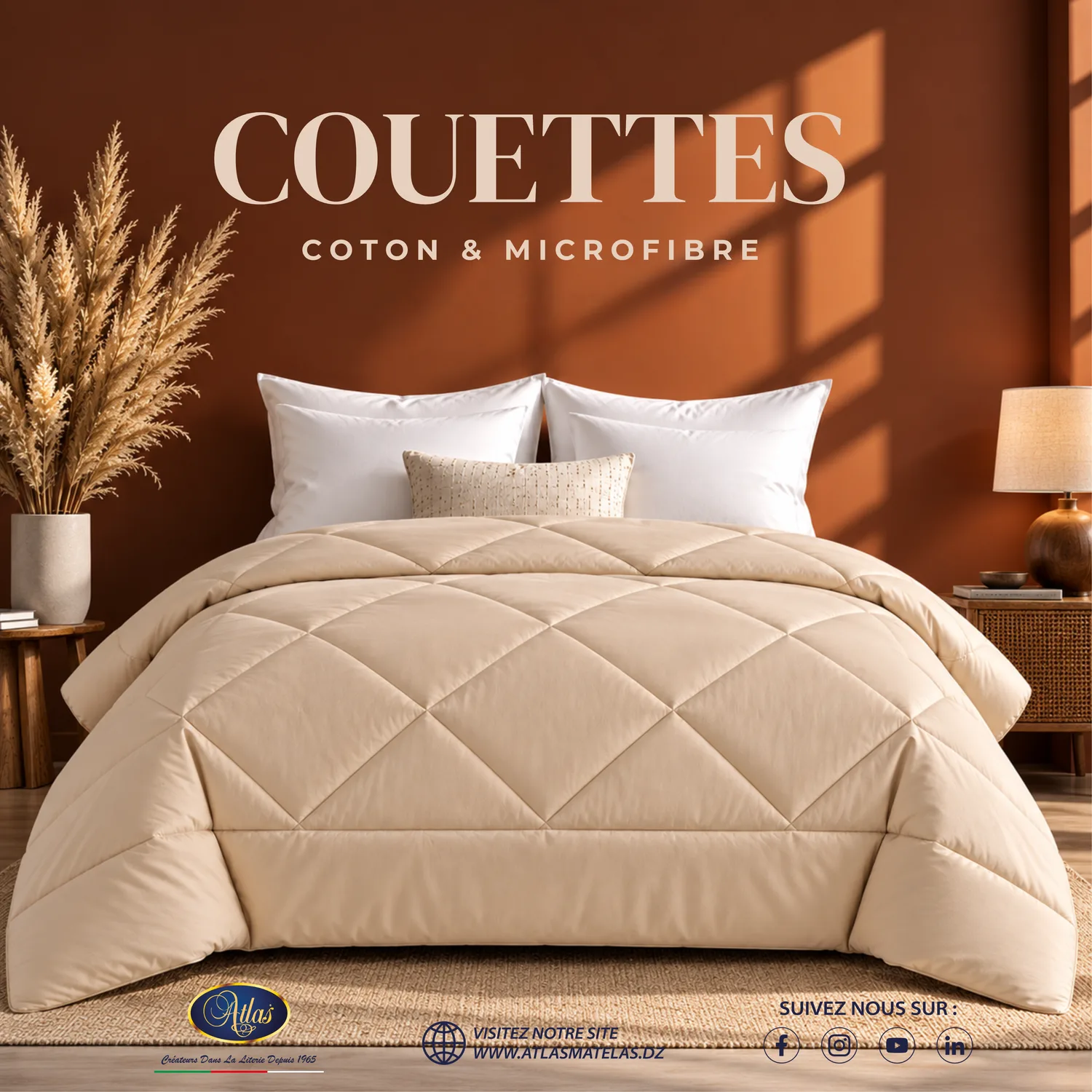 Couette coton microfibre beige Atlas Matelas Algérie