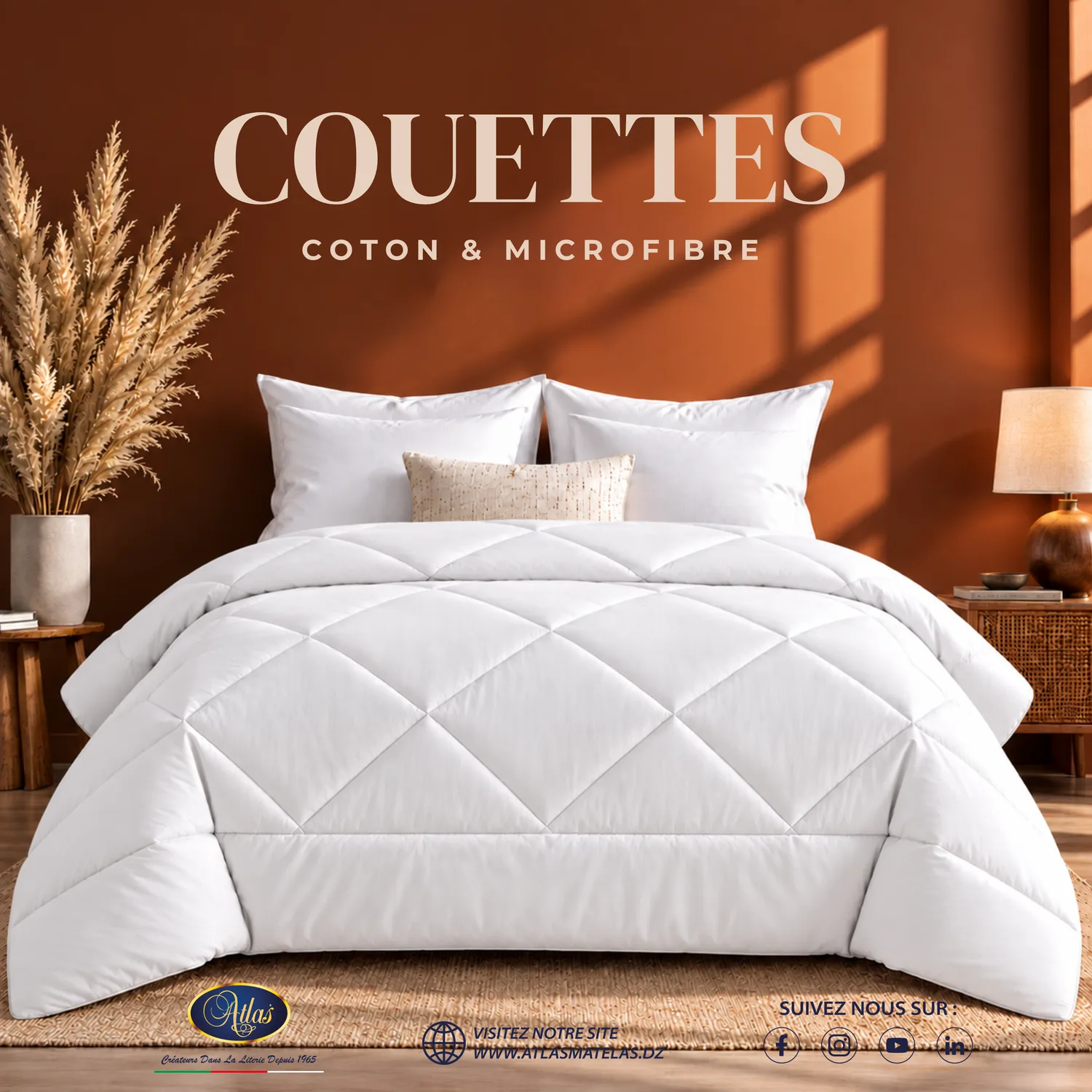 Couette coton microfibre blanche Atlas Matelas Algérie
