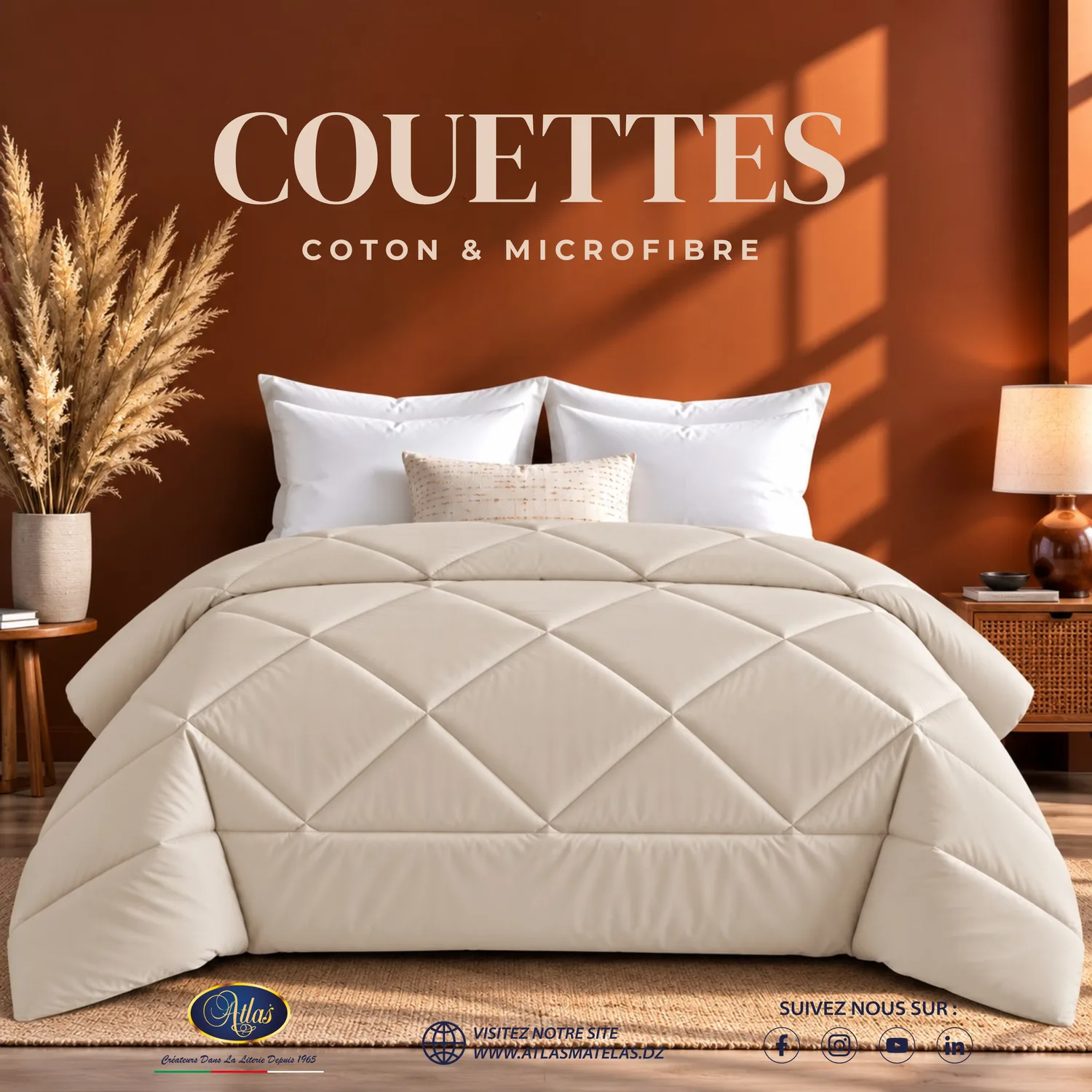 Couette coton microfibre crème Atlas Matelas Algérie