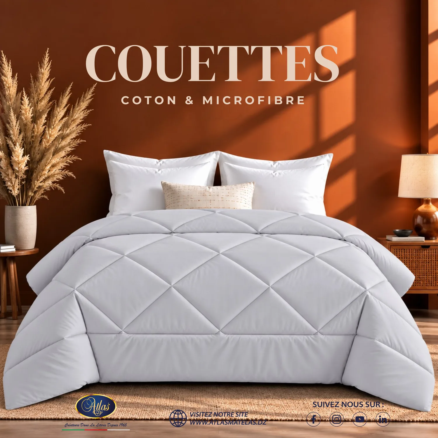 Couette coton microfibre grise Atlas Matelas Algérie